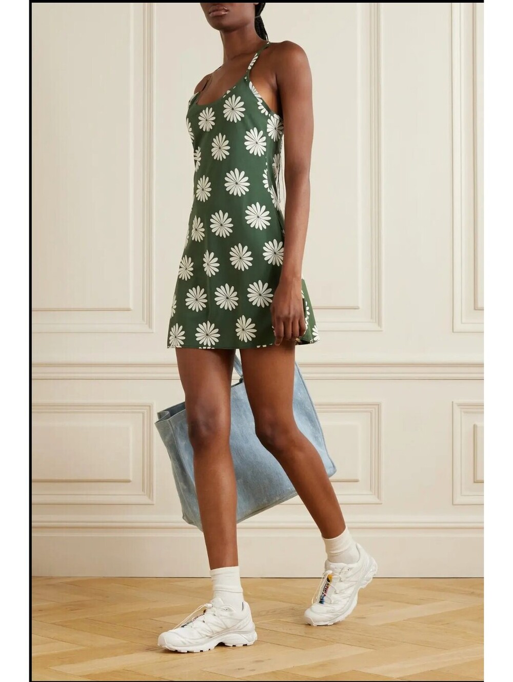Outdoor Voices Exercise Dress Small Green White Floral LightSpeed Tennis